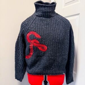 Taylor Swift Reputation Mockneck Cropped Sweater with Snake Embroidery Detail